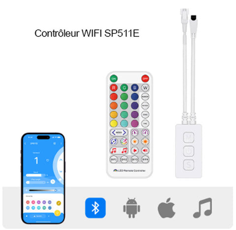 Télécommande et Adaptateur WIFI - Ruban LED