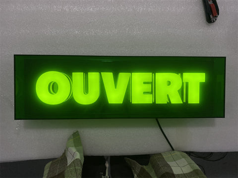 Caisson Lumineux OUVERT 50x6 cm pour Boutique, Commerce