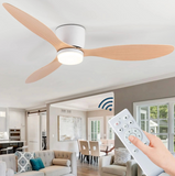 Ventilateur de Plafond DC Silencieux en ABS avec Lumière LED Blanc, Noir Ø105 et 132 cm - EXELIUM