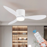 Ventilateur de Plafond DC Silencieux en ABS avec Lumière LED Blanc, Noir Ø105 et 132 cm - EXELIUM