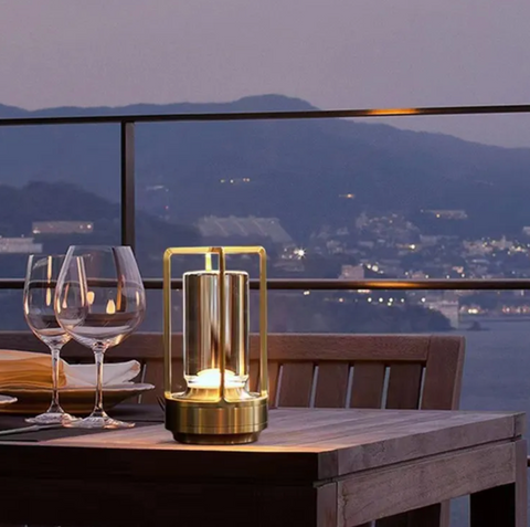 Lampe de Table Rechargeable Sans Fil Design Noir, Or, Argent - GOSHU