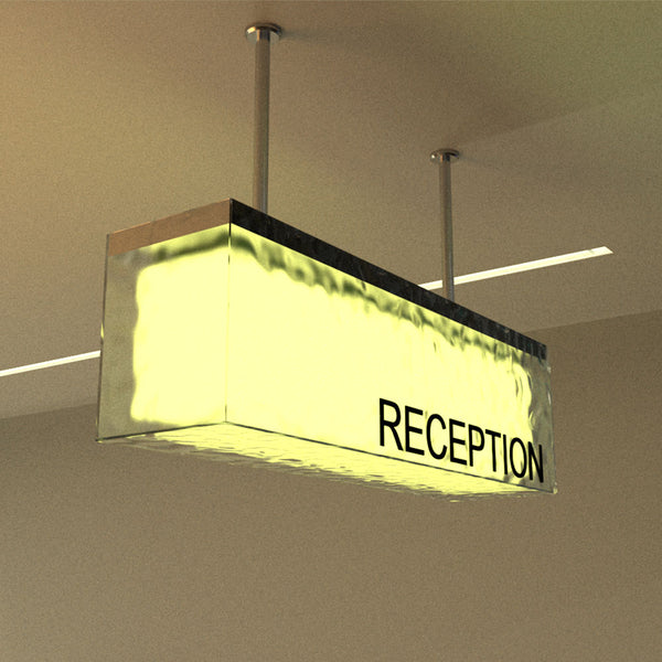 Caisson Lumineux Suspendu avec Texture "Givrée" pour Réception, Hall, Hôtel, Restaurant