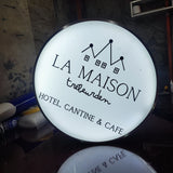 Enseigne Drapeau Lumineuse Ronde Double Face pour Extérieur, À Personnaliser