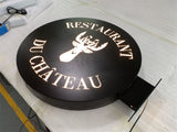Enseigne Drapeau Lumineuse Ronde Double Face pour Extérieur, À Personnaliser