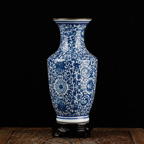 Vase en Porcelaine Bleue et Blanche - Décoration Élégante pour Maison et Bureau