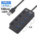 Multiprise USB Hub 3.0 Recharge rapide 7 Port 5Gbps avec Câble Long