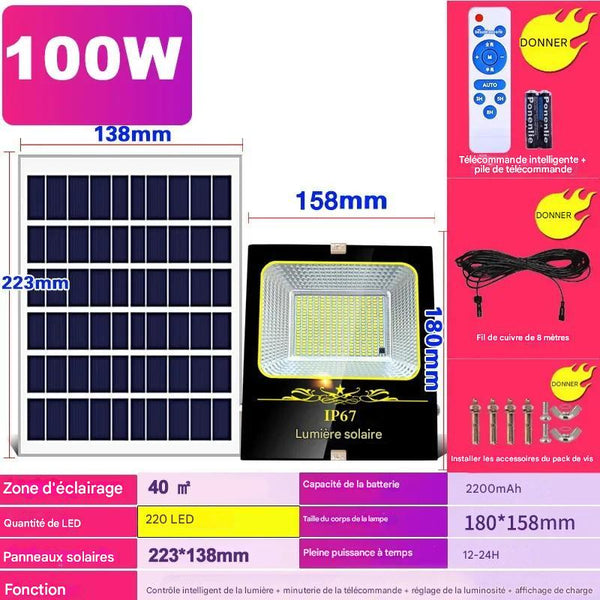 Lampe Solaire LED Extérieur IP65 Étanche 2000W, Applique Murale - DAYTONA