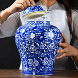 Vase Chinois en Céramique Bleue et Blanche