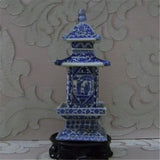 Vase Pagode Bleu et Blanc Dynastie Qing - Céramique Chinoise Traditionnelle