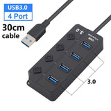 Multiprise USB Hub 3.0 Recharge rapide 7 Port 5Gbps avec Câble Long
