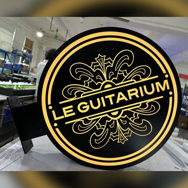 Enseigne Drapeau Lumineuse Ronde Double Face pour Extérieur, À Personnaliser