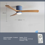 Ventilateur de Plafond Silencieux, Réversible en Bois avec Lumière et Télécommande - BORÉO