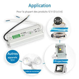 Pilote LED Étanche IP67 AC 110-220V à DC 12V/24V - 10W à 150W
