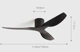 Ventilateur de Plafond avec Télécommande, Réversible, Silencieux en Plastique ABS Ø113 et Ø132 cm style Industriel - HUBOT
