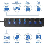 Multiprise USB Hub 3.0 Recharge rapide 7 Port 5Gbps avec Câble Long