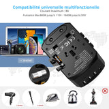 Adaptateur, Chargeur de voyage USB-A, USB-C Universel pour EU, US, UK, AU