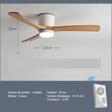 Ventilateur de Plafond Silencieux, Réversible en Bois avec Lumière et Télécommande - BORÉO