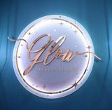 Enseigne Lumineuse Ronde finition Miroir Personnalisée avec votre Logo