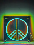 Néon Miroir infini LED - Signe de Paix, Symbole Peace