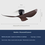 Ventilateur de Plafond Industriel Silencieux en ABS, Sans Lumière avec Télécommande - JÖRGESEN