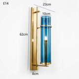 Blue Glass LED E14 Wall Light - NEMROD