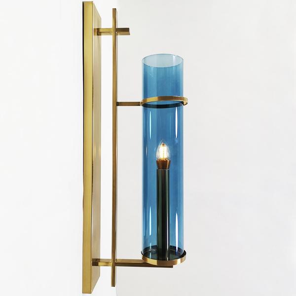 Blue Glass LED E14 Wall Light - NEMROD