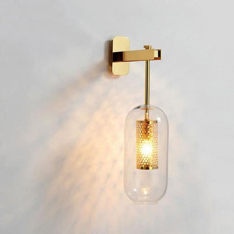 Lámpara de pared moderna de oro y vidrio negro - DOMÉ