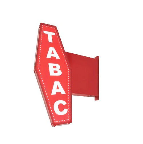 Carotte de Tabac, Enseigne Drapeau Lumineuse LED 56x70 cm