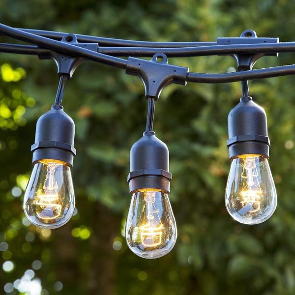 Kit guirlande lumineuse extérieure vintage 11,5 mètres + 10 ampoules LED  E27 filament 1W - IP65 - Ambre - Extra chaud