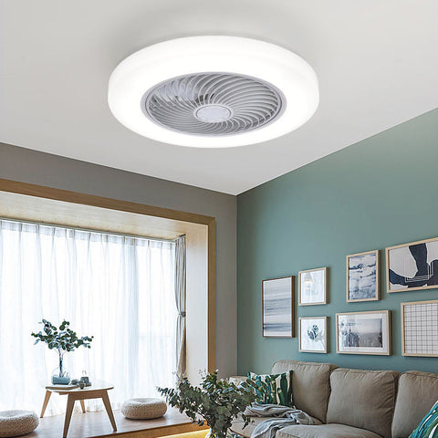 Ventilateur de Plafond Lumineux Silencieux avec Télécommande Sans Lames Visibles 52 cm - SUPLEX