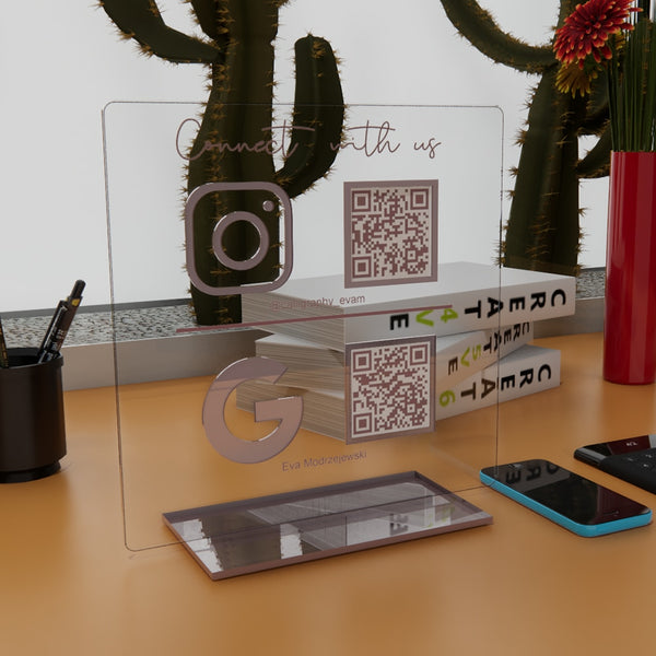 Plaque Personnalisée pour Comptoir avec Qr code pour Entreprise, Instagram, Réseaux Sociaux