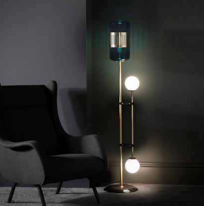 Lampadaire LED Post Moderne en Boule de Verre