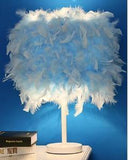 Lampe Décorative de Chevet Plume Blanche E27 Bleu