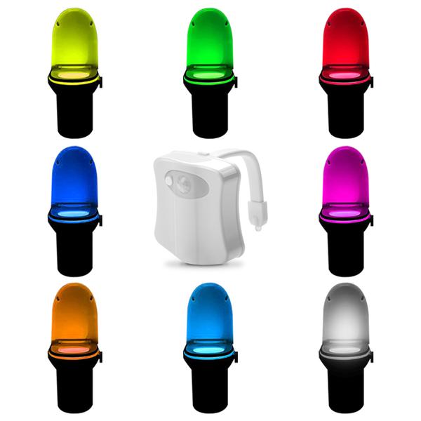 Lampe LED pour WC avec Capteur de Mouvement et Capteur PIR - 8 couleurs