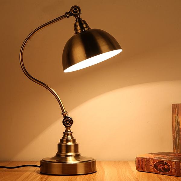Lampe de table bibliothèque art déco vintage E27 en fer forgé rustique –  Mon Enseigne Lumineuse