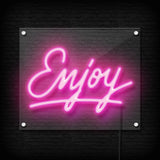image de néon à brancher avec le message enjoy en police script