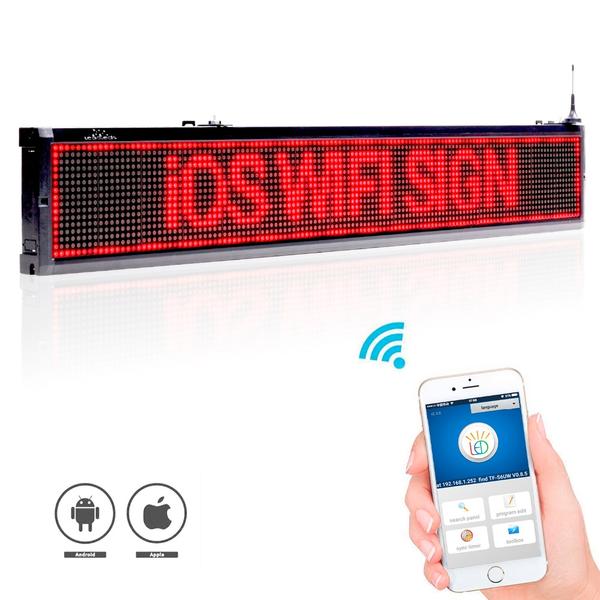 Panneau de signalisation led avec WiFi - bleu 34cm x 9,6 cm