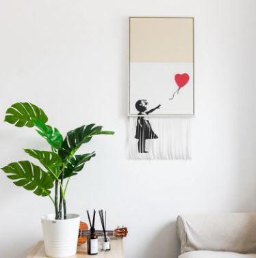 Peinture - Banksy: Ballon volant, fille, ballon rouge, 5 trappes