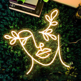 Néon décoratif LED - Visage de femme à fleurs