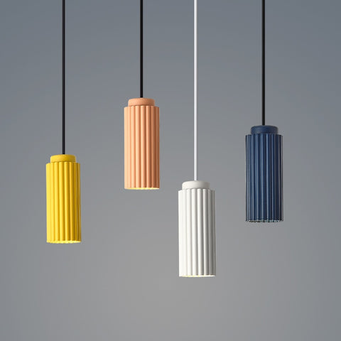 Suspension Colorée Cylindrique Minimaliste Striée LED pour Chambre - KIDDI