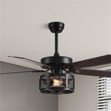 Ventilateur de Plafond en Bois avec Lumière, DC avec télécommande 126 cm - PLEXCO