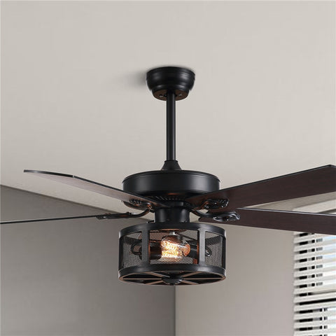 Ventilateur de Plafond en Bois avec Lumière, DC avec télécommande 126 cm - PLEXCO