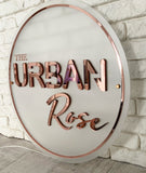 Enseigne Lumineuse Ronde finition Miroir Personnalisée avec votre Logo