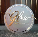 Enseigne Lumineuse Ronde finition Miroir Personnalisée avec votre Logo