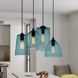 Lámpara Colgante Industrial E27 en Cristal Azul