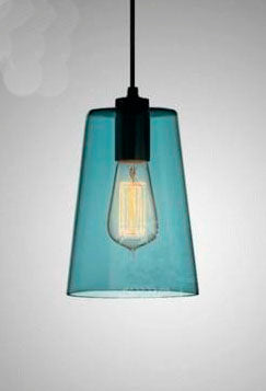 Lámpara Colgante Industrial E27 en Cristal Azul