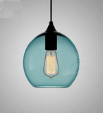 Lámpara Colgante Industrial E27 en Cristal Azul