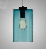 Lámpara Colgante Industrial E27 en Cristal Azul