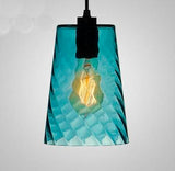 Lámpara Colgante Industrial E27 en Cristal Azul