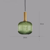 Suspension Colorée Vintage en Verre Strié et Laiton - MENELA